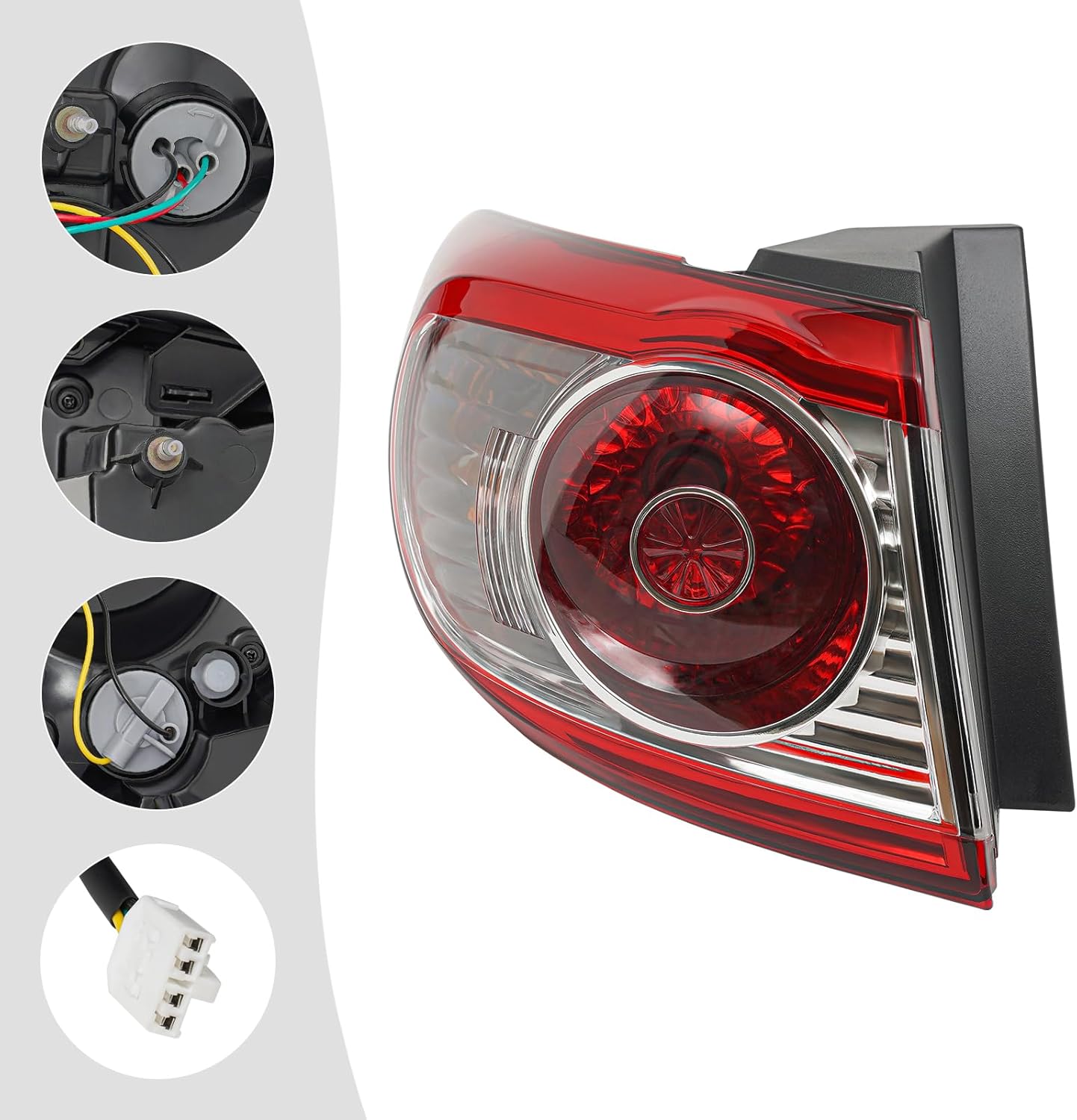 LYNICESHOP Tail Lights for 2010-2012 Hyundai Santa Fe, Left and Right Rear Lamp Assembly Pair, Direct Replacement for OEM 924010W500 924020W500 (Left Driver Side)