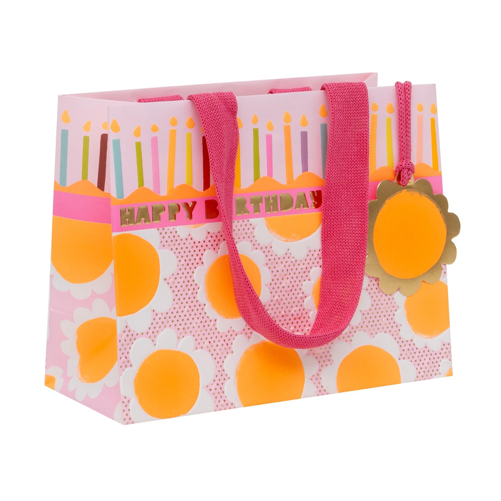 Glick Medium Landscape Gift Bag, Dazzling Daisies, Luxury Recyclable Bag for Birthdays & Celebrations for her, 175 x 225 x 100 mm,