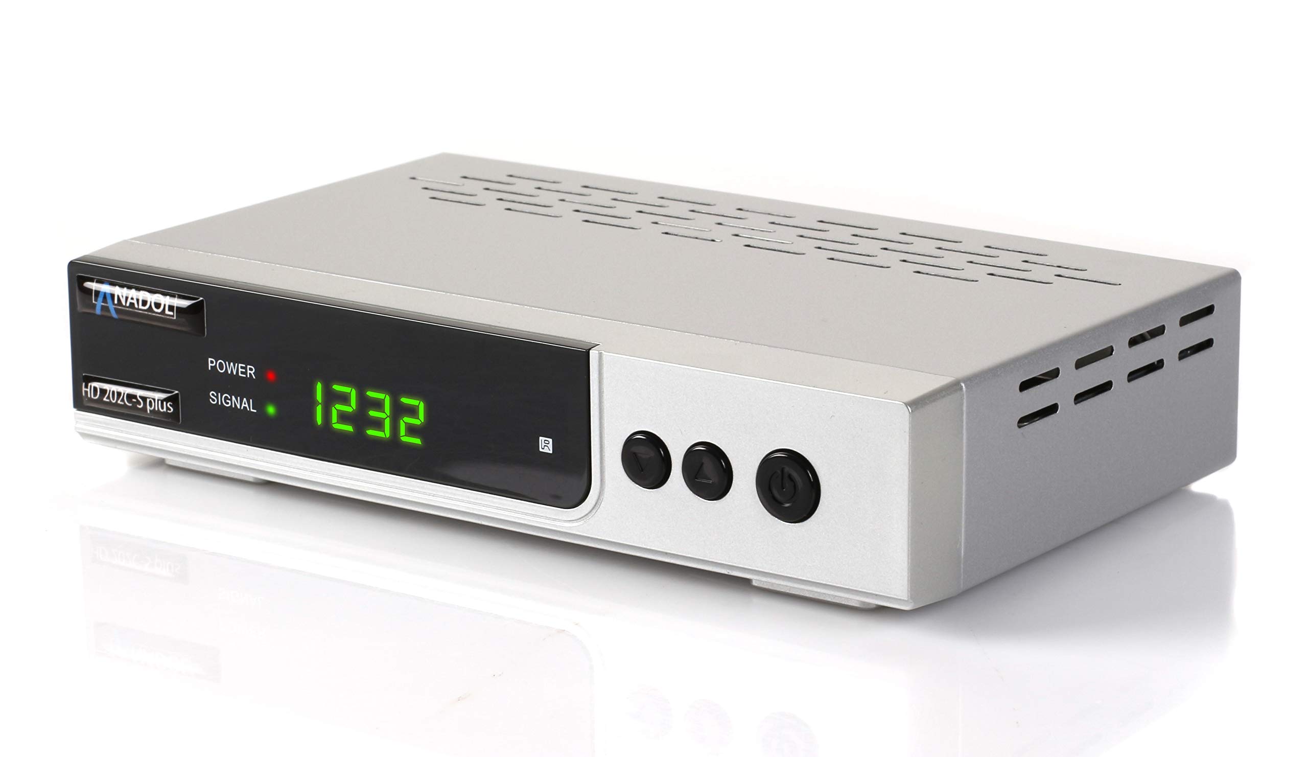 Anadol HD 202c-s Plus digitaler Full HD 1080p Kabel-Receiver [Kabelfernsehen für jeden Kabel-Anbieter geeignet] HDTV, DVB-C / C2, HDMI, SCART, Coaxial, Mediaplayer, USB 2.0 – Kabelreceiver Silber