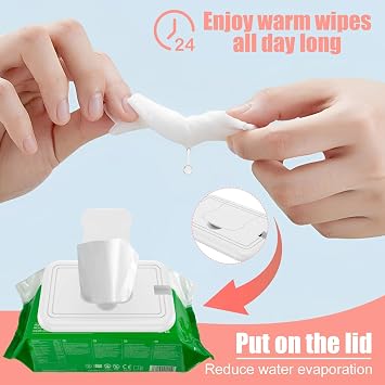 HOTBEST Baby Wipe Warmer, Wet Wipe Warmer, Thermostat Baby Diaper Wipe Warmer, Even Fast Heating Heated, Portable USB Powered Wet Wipes Heater for Car Home Travel Baby Nursery (White)