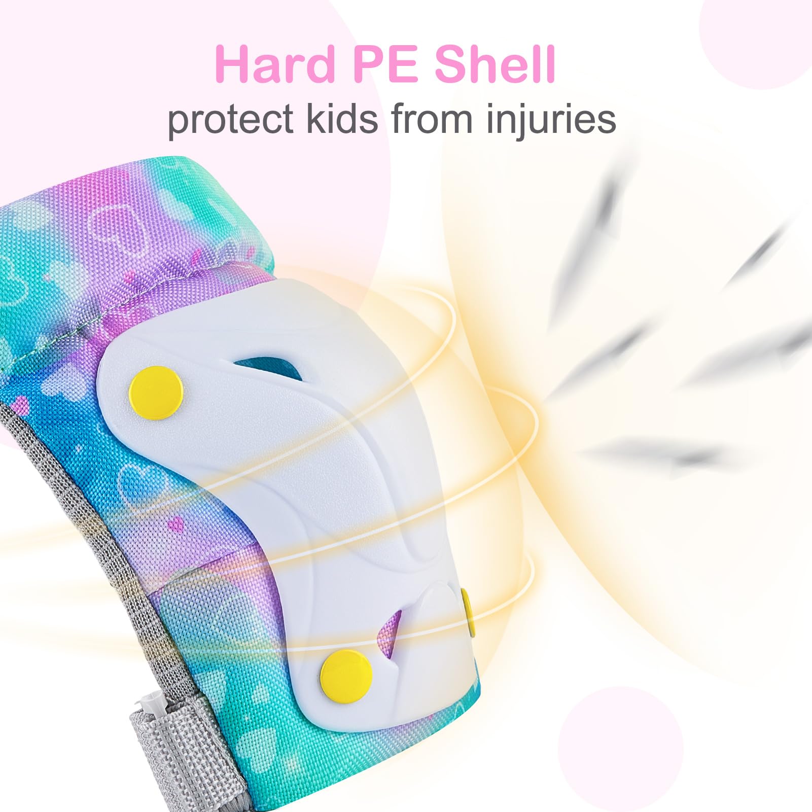 Unicorn Castle Rodilleras y Coderas de Unicornio para niños y niñas, Juego de Equipo de protección Ajustable 6 en 1 con Bolsa de cordón, 3-8 años