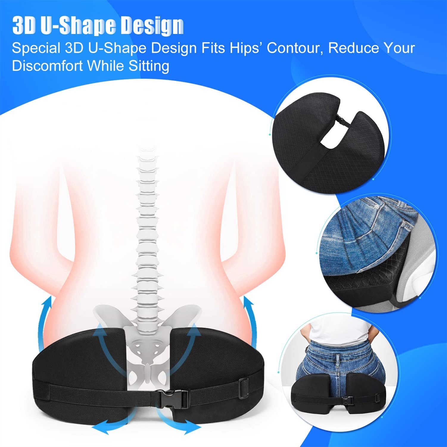 Cojin Silla Oficina - Sentarse Cmodamente - Alivio para Espalda, Coxis - Cojn Viscoelastico y Ergonomico, de Espuma con Memoria