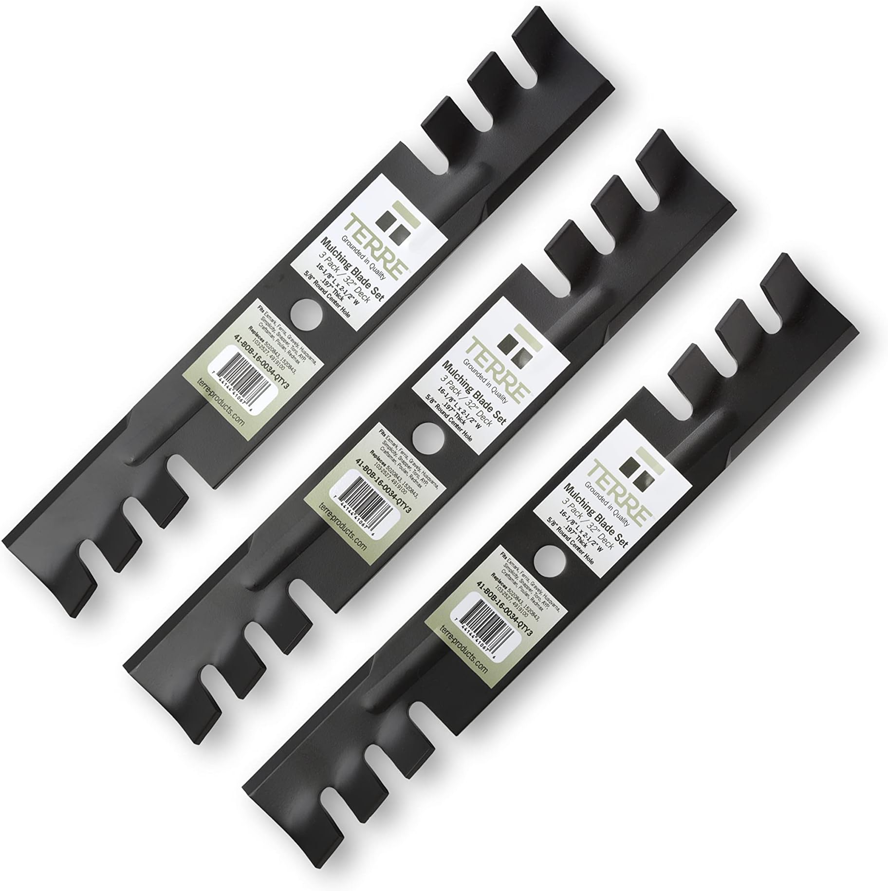 (3) Heavy-Duty Fits Hi-Lift Blades For Dixie Chopper Lawn Mower with 60 Deck 302