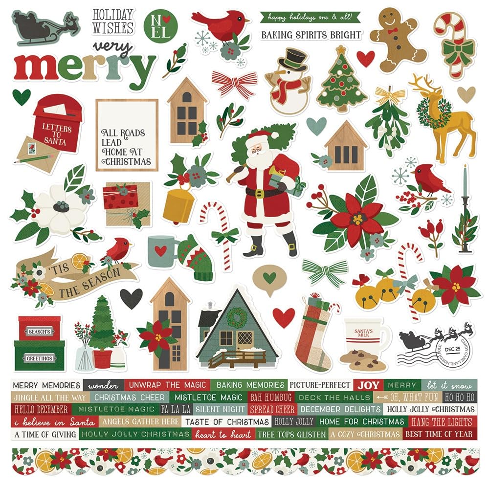 Stickers Hearth & Holiday Combo 12x12 loisirs créatifs autocollants papier cartonné Noël
