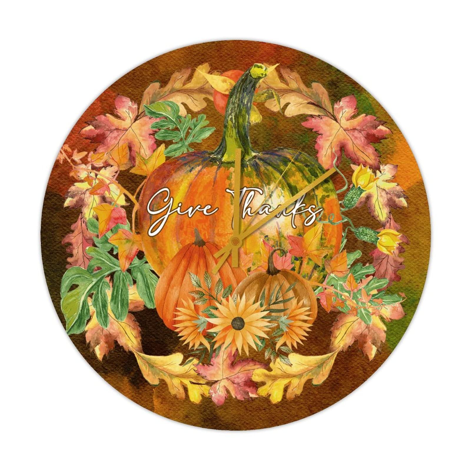 Horloge murale ronde en bois de 38 cm pour cuisine rétro