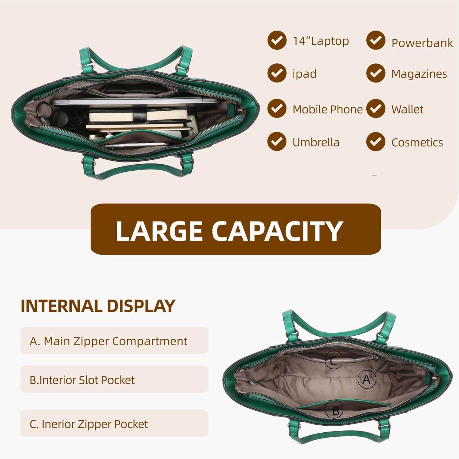 Purses and Handbags for Women Tote Bag Shoulder Bag Top Handle Satchel Purse Set with Wallet Large Work Tote 3pcs - Image 6