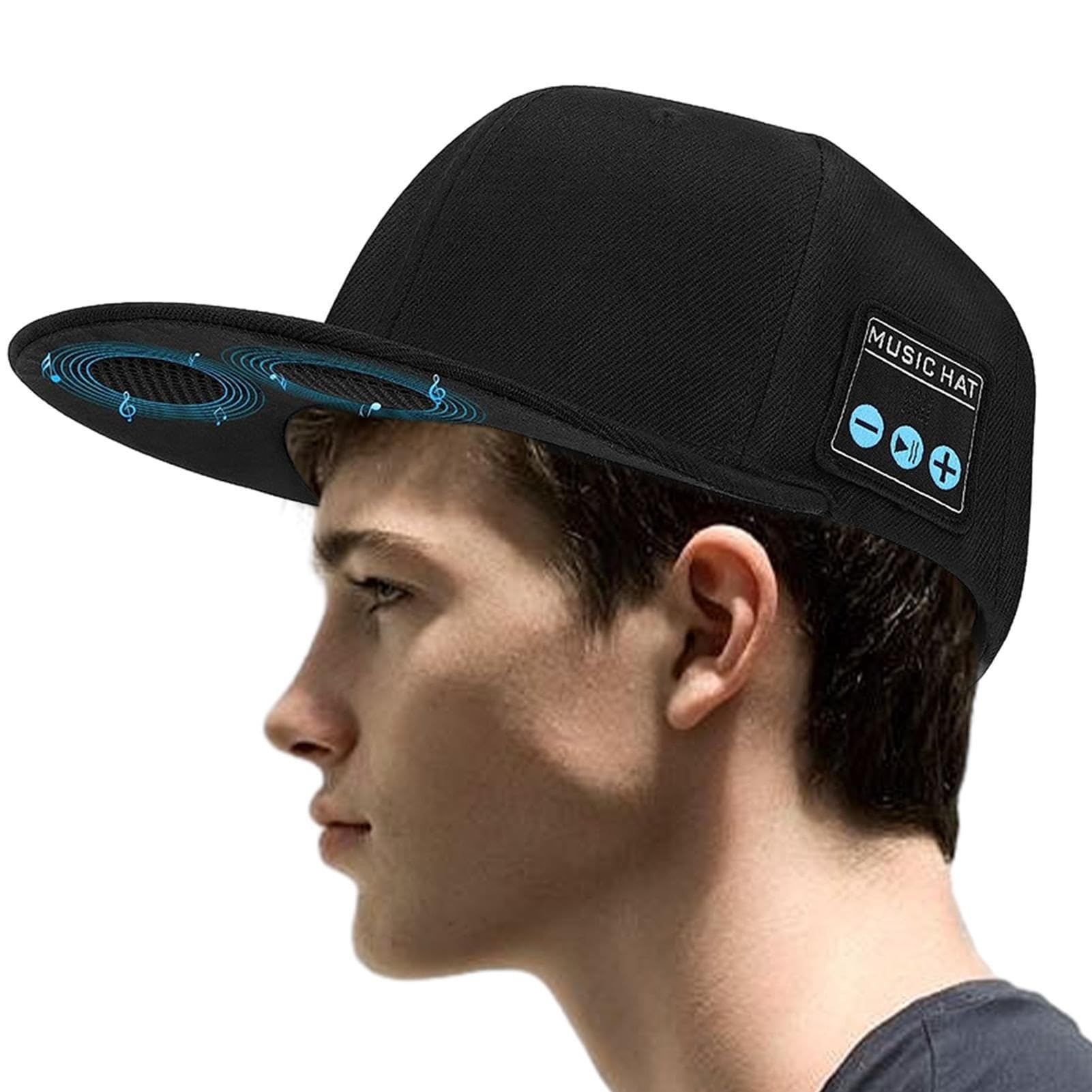 Gorro Bluetooth Inteligente for Hombres, Auriculares Inteligentes inalámbricos 2 en 1, Auriculares con Altavoz Bluetooth Ajustables, Auriculares for Regalo de cumpleaños de béisbol for Deportes al Air