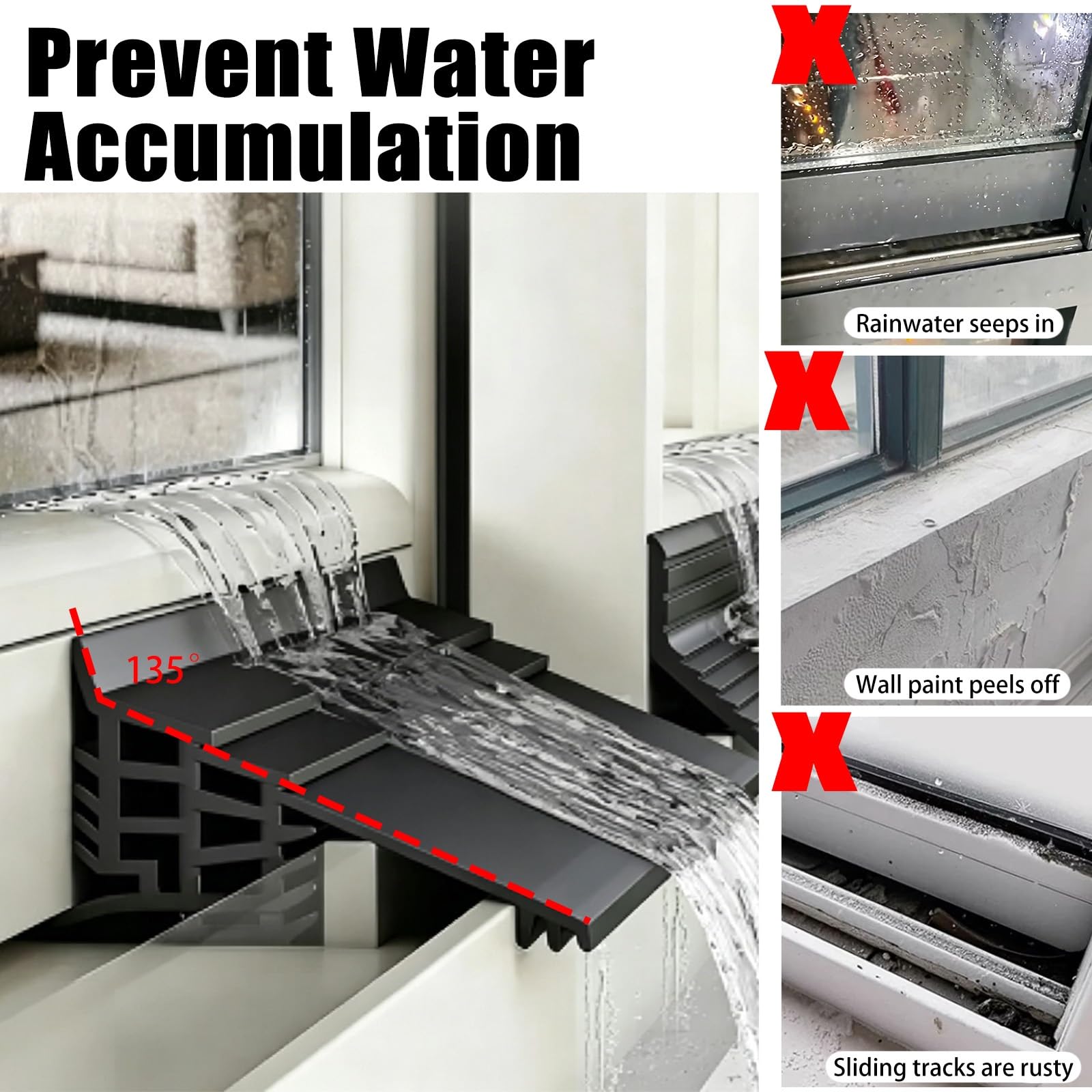 LZMZMQ Deflector de Lluvia Puerta Barrera Deflectora De Agua para Alféizar, Perfil Vierteaguas Transparente, Protector contra La Lluvia | [](W 56mm/2.2in,6M(19.7FT))