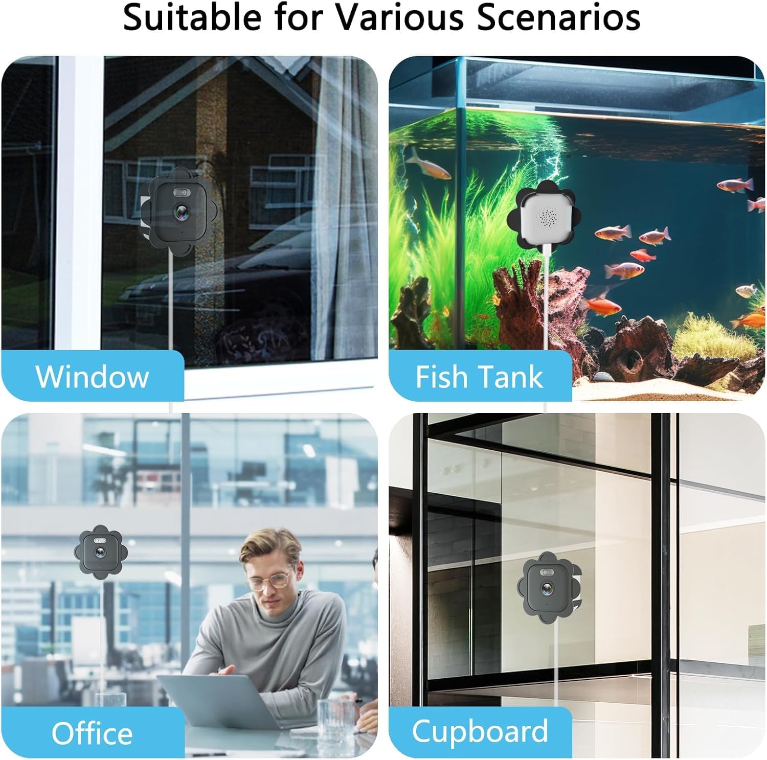 Uniter 2.5K No Drill Window Camera, 2.4GHz/5GHz WiFi Indoor Window Security Cameras with Color Night Vision, Motion Detection, 24/7 Recording, Spotlight Siren, Real-Time Alerts, 2-Way Audio