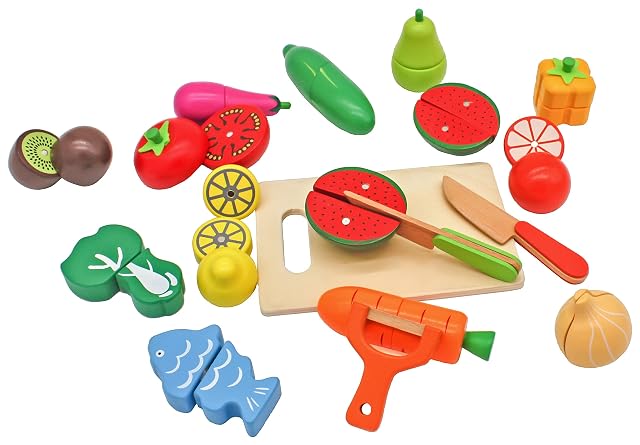 Foto 5 de 8 de Mamabrum Frutas y Verduras Juguete - Set de Comida Madera con 17 Elementos Magnéticos