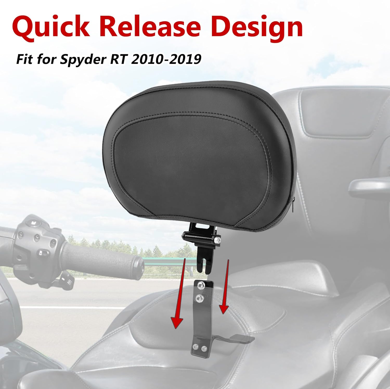 Adjustable Padded Driver Backrest Front Rider Back Rest w/Storage Pouch for Can Am Spyder RT RT-S RT Limited 2010-2019 Accessories