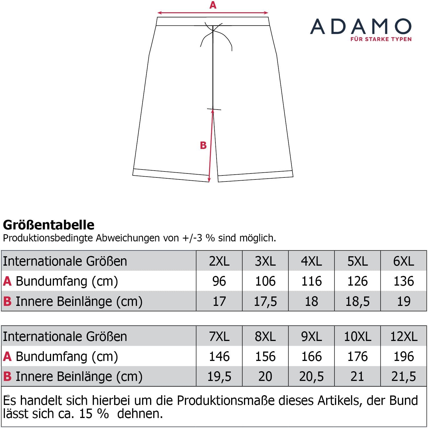ADAMO Bañador para hombre Beachbermuda Serie Kuba en tallas grandes hasta 12XL