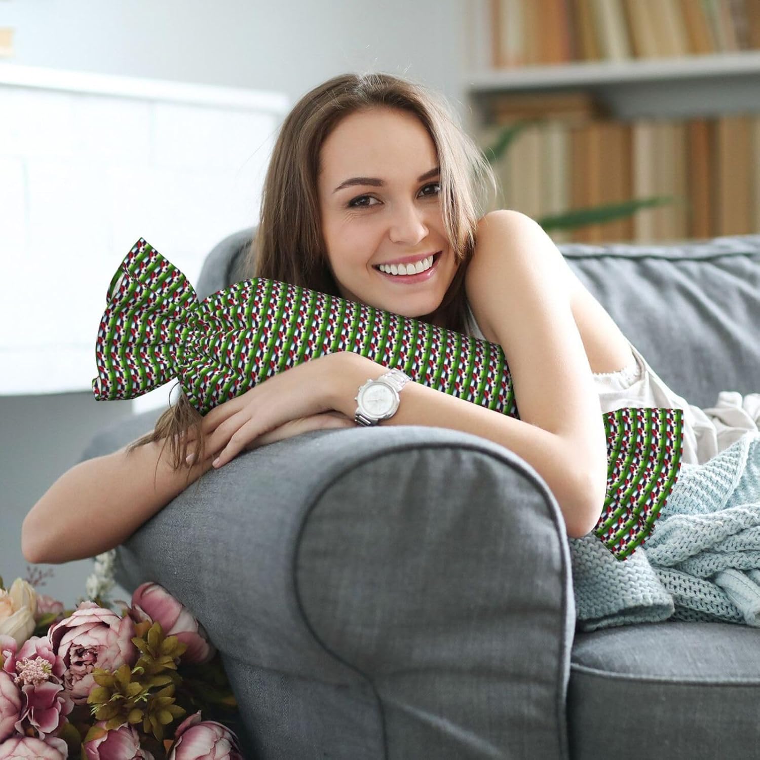 Soccer Sports Ball Print Candy Cylindrical Pillow Eco-Friendly Round Bolster Bedroom Travel Versatile Use