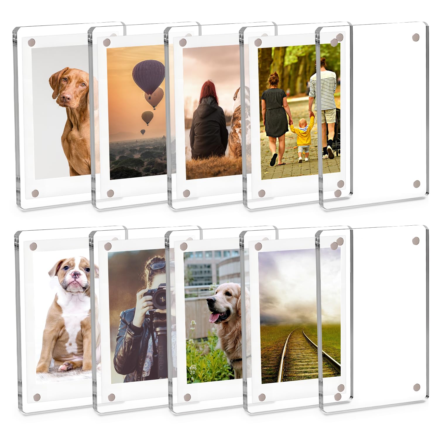 10 Pack Acrylic Refrigerator Magnet Picture Frames, High Transparency Clear Mini Fridge Frames for Instant Photos, 2.3 x 3.5 Inch Magnetic Frame for Refrigerator Display