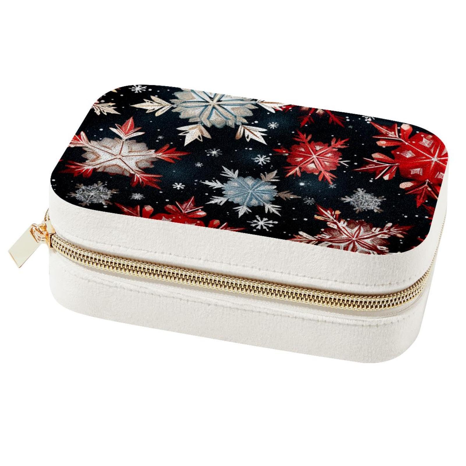 Boîte à bijoux flocons de neige de Noël colorée et portable pour bagues