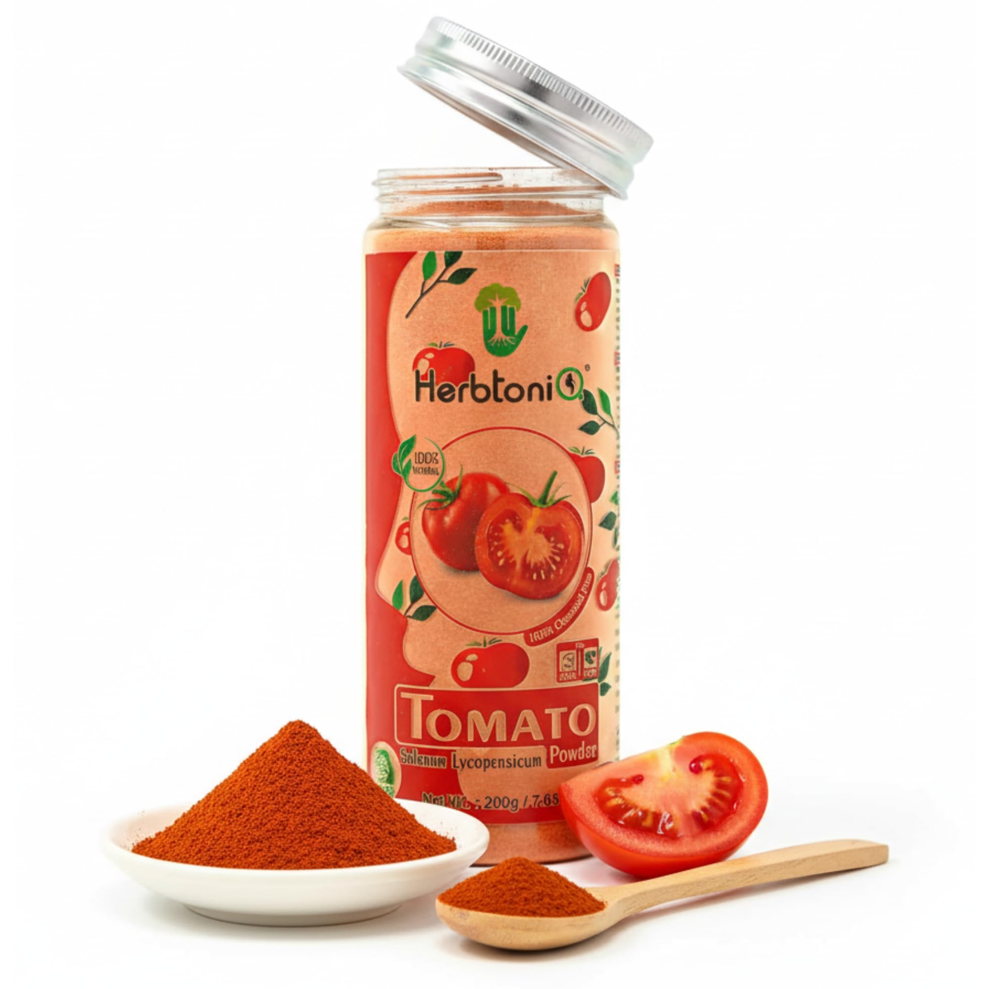 HerbtoniQ 100% Natural Tomato Powder (Solanum lycopersicum) For Face Pack And Hair Pack 200g