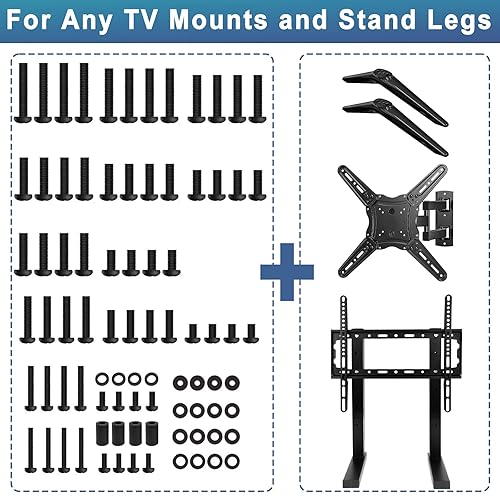 Miniatura 5 de Samsung LG Vizio Kit de tornillos de montaje de TV con soporte remoto, incluye tornillos M4 M5 M6 M8, arandelas, espaciadores para montaje en pared
