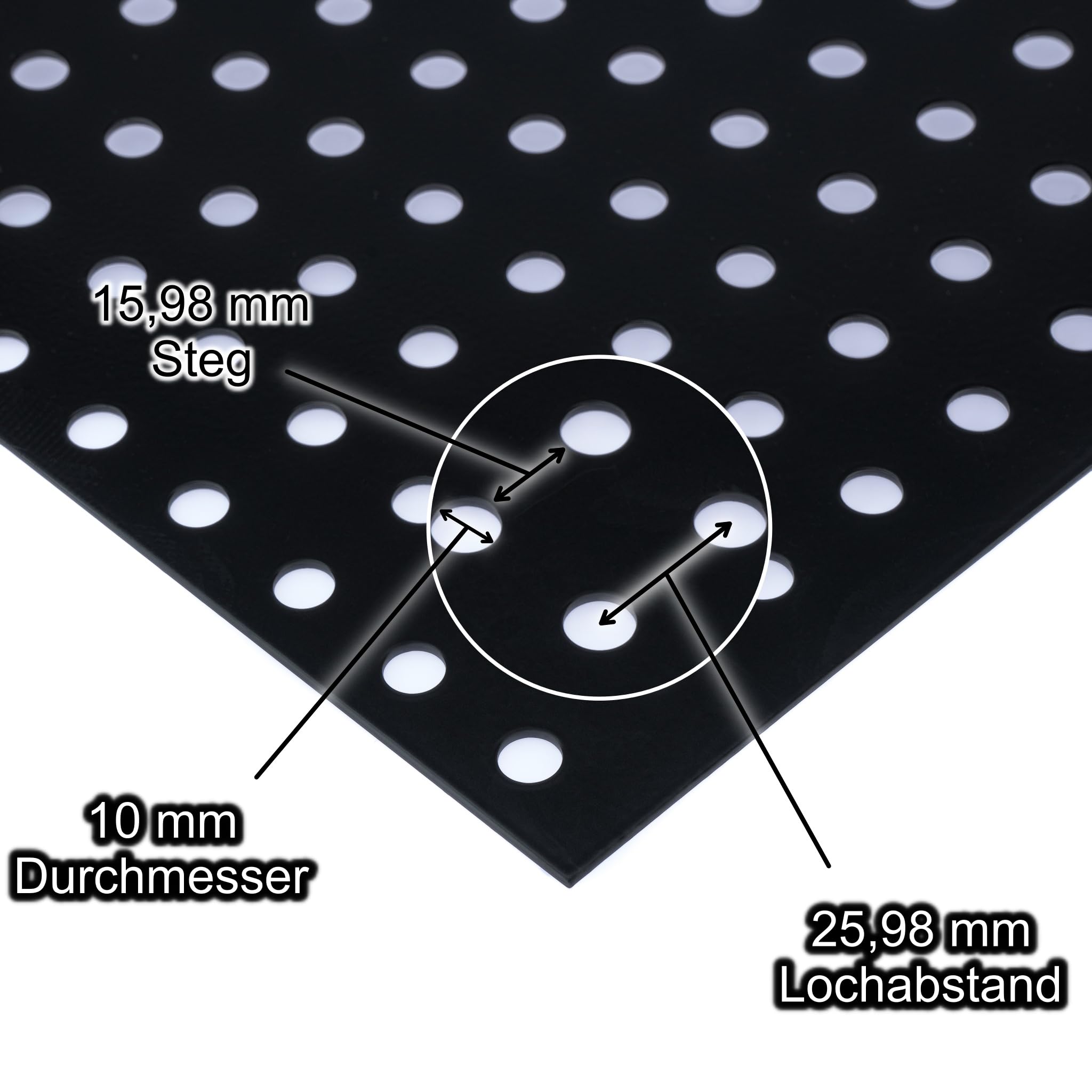 Stahl Verzinkt Lochblech RG10-25,9 Farbig Schwarz RAL 9005 Stahl 1,5 mm dick Blech Zuschnitt nach Maß (500 mm x 350 mm)