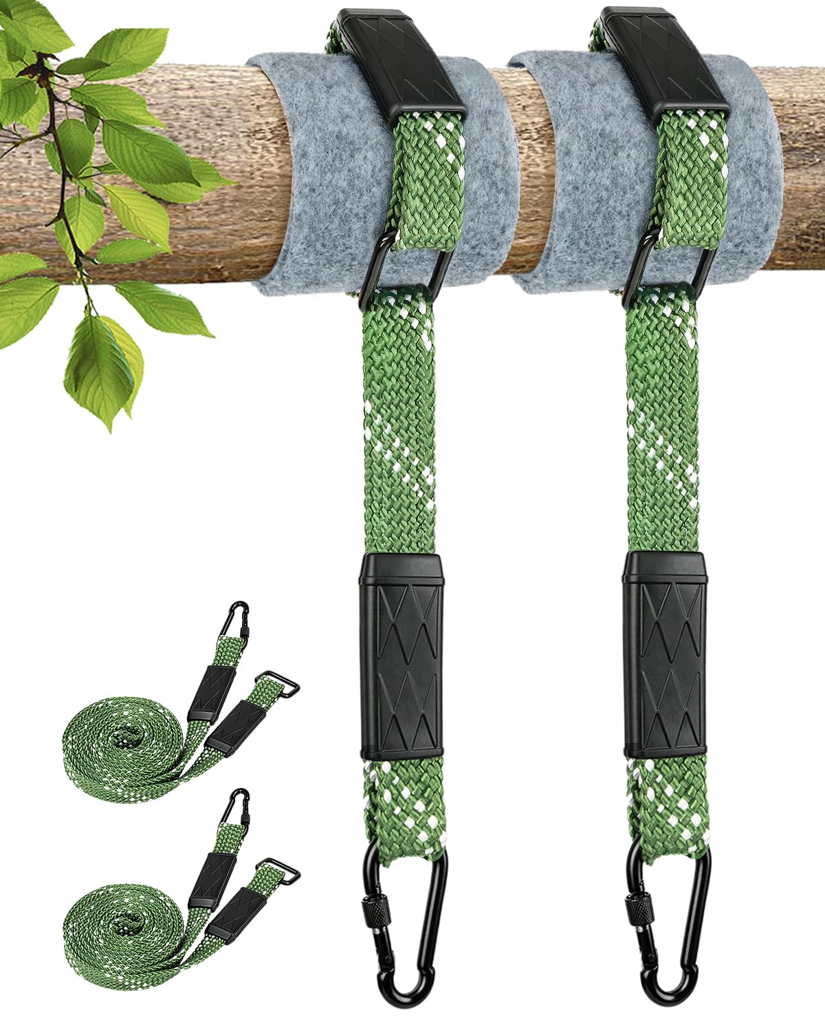 Tree Swing Straps Hanging Kit with Spring hook, 2 Pack 152cm Hammock Straps