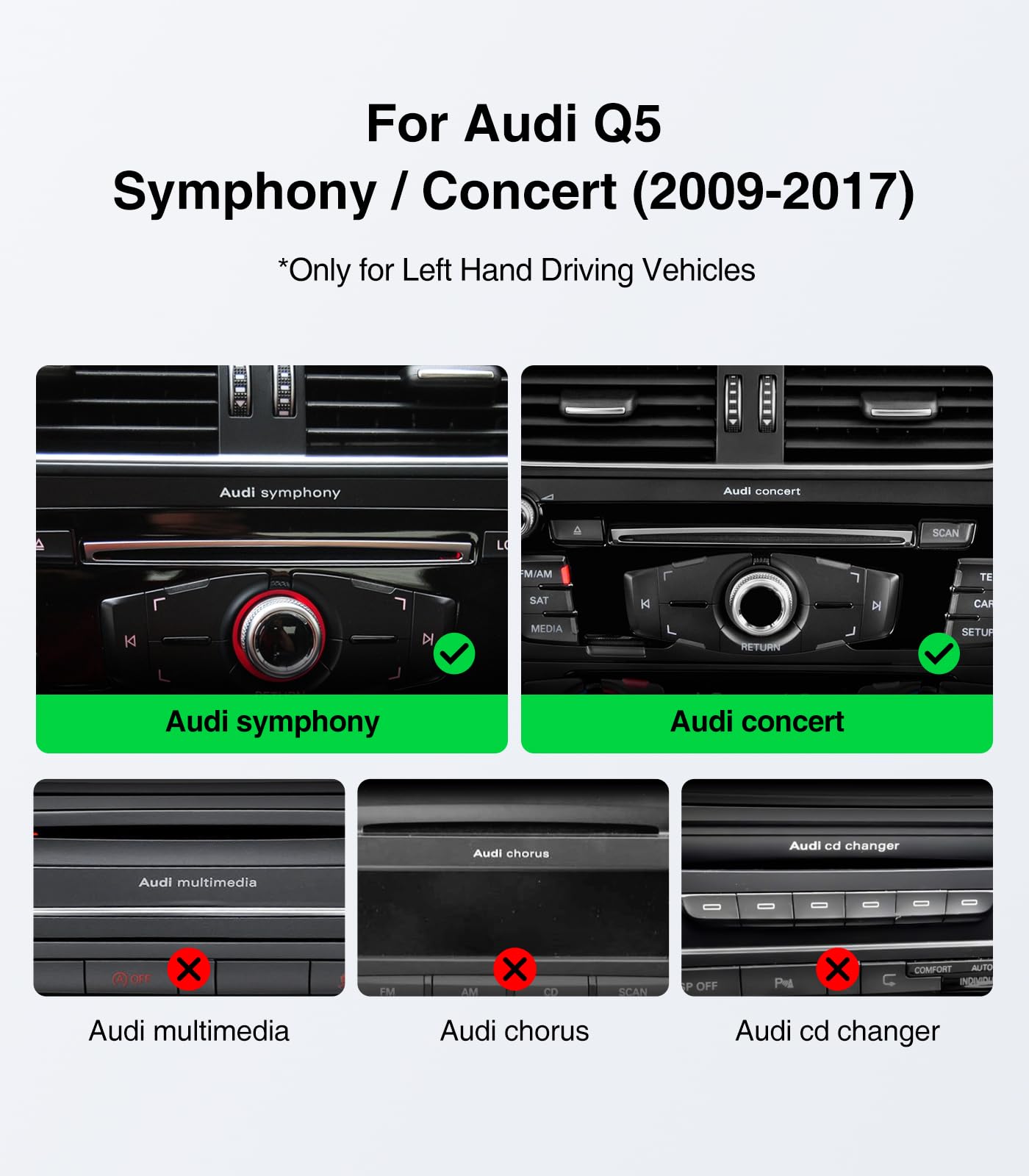 12.3 inch Android Touchscreen for Audi Q5 Concert/Symphony (2009-2017), Built in Wireless CarPlay Android Auto Bluetooth Upgrade Factory Car Radio Receivers Retain Original Stereo Amplifier System