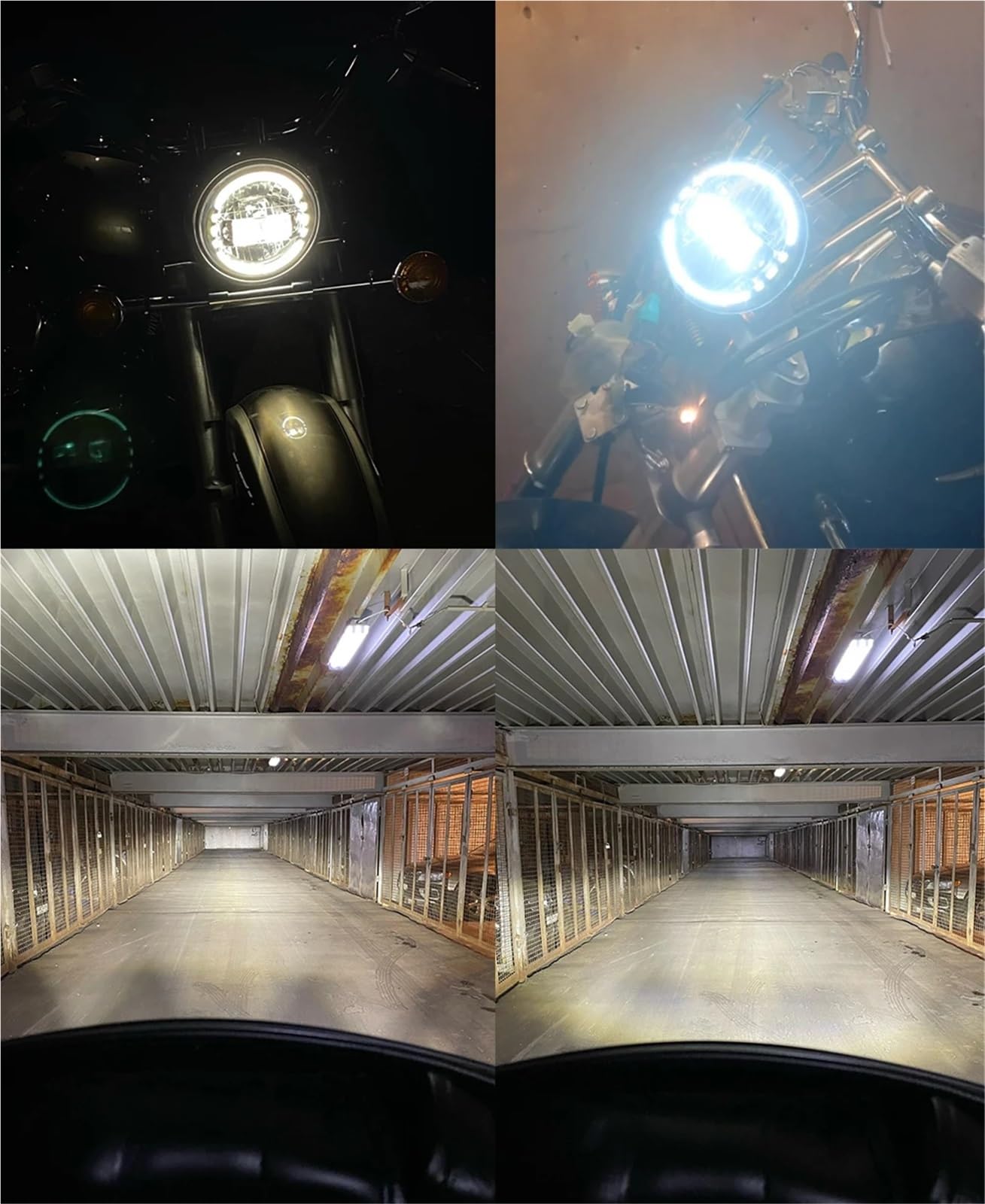 Faro Anteriore Moto per Touring per Rod per Fat per Boy Fari per Moto A Proiezione da 7 Pollici Luci A LED(7-inch Stand Black)