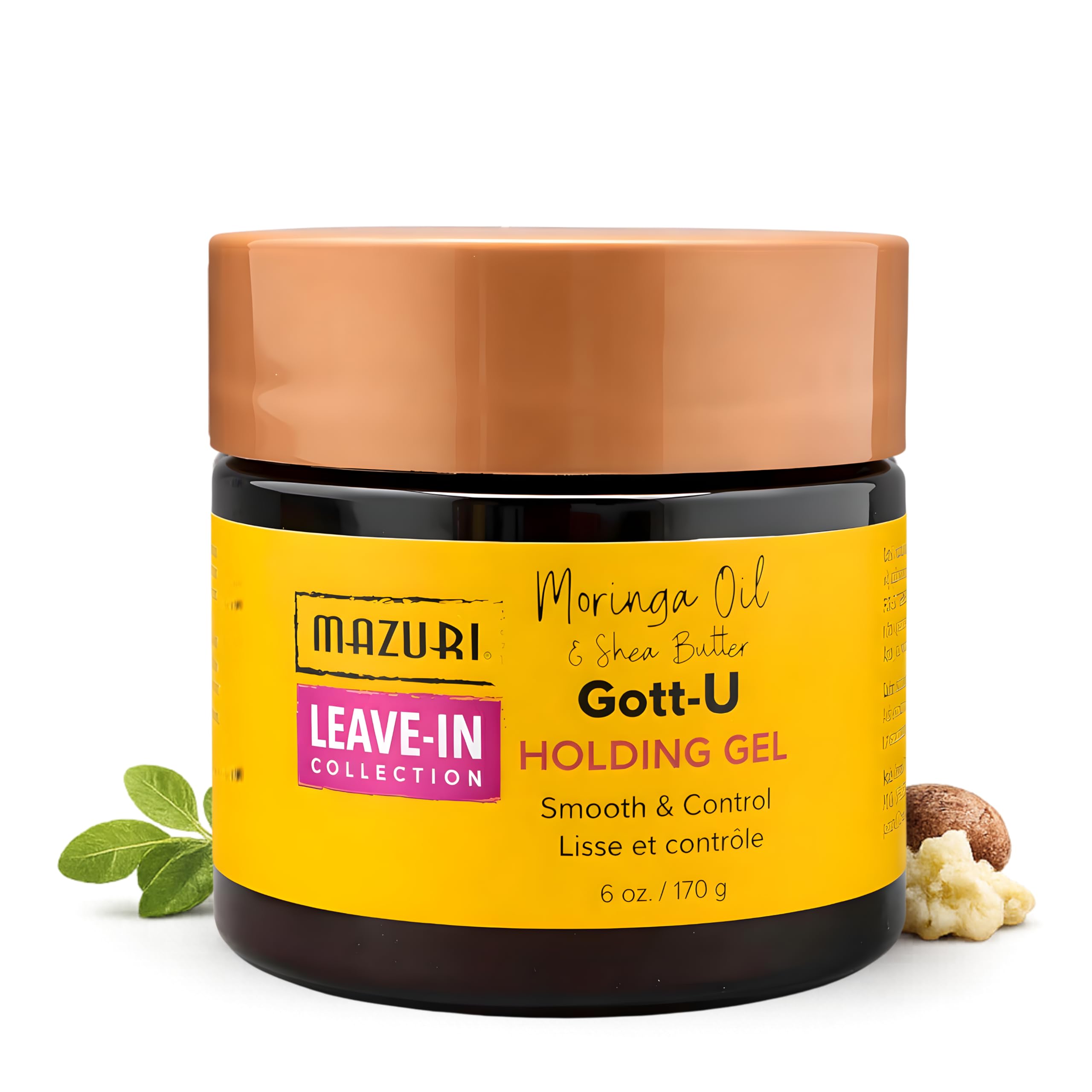 Holding Gel Gott-U Mazuri Leave-In Collection 6 Oz – Moringa Oil & Shea Butter Curl Control Gel for Edges, Wigs & Styling, Lightweight Hold, Frizz Control & Defined Curls Without Flaking