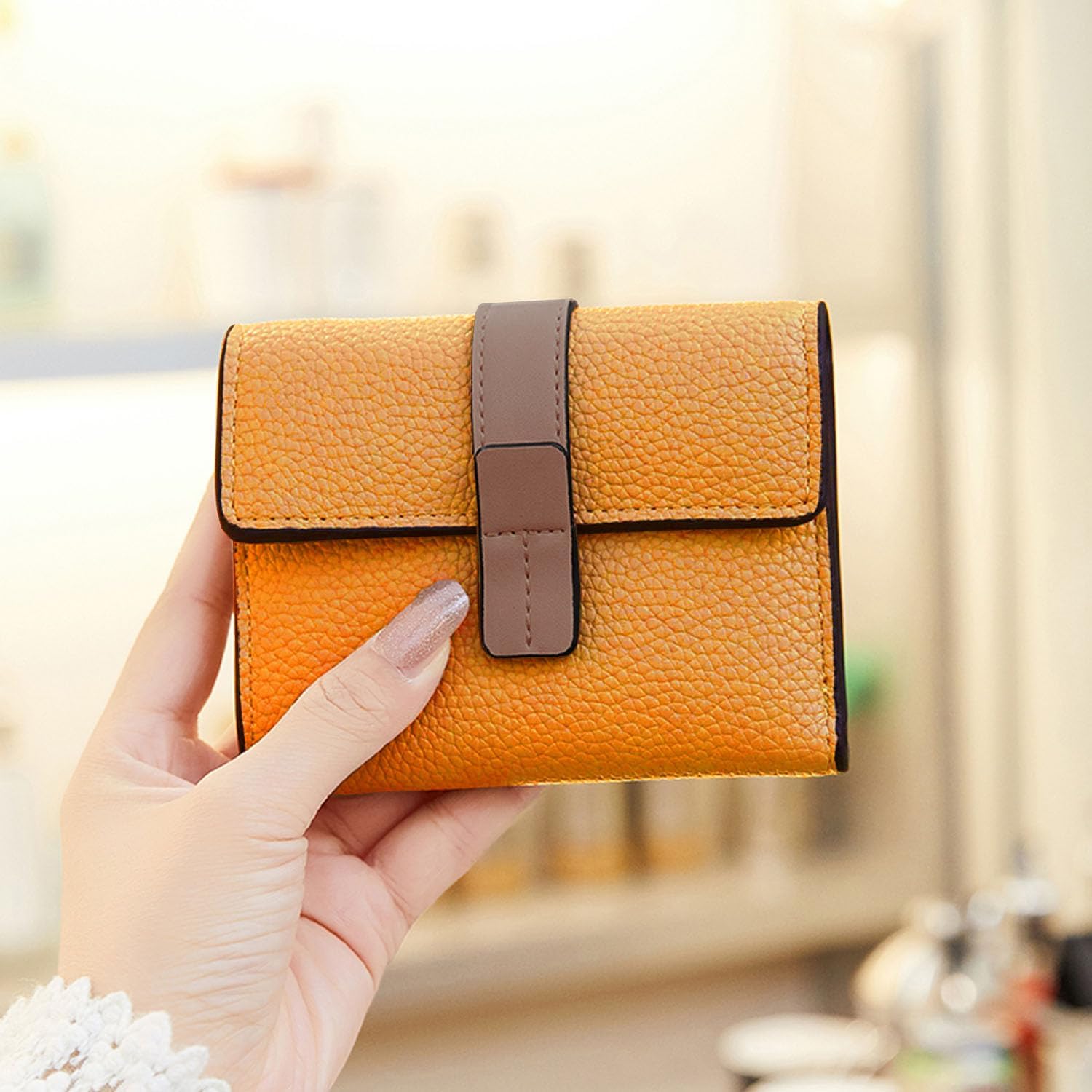 AOXONEL Small Womens Wallet Leather Wallets for Women Rfid Ladies Wallets Trifold Wallet Compact Thin with Card Slots and Zipper Coin Pocket (Yellow) - Image 5