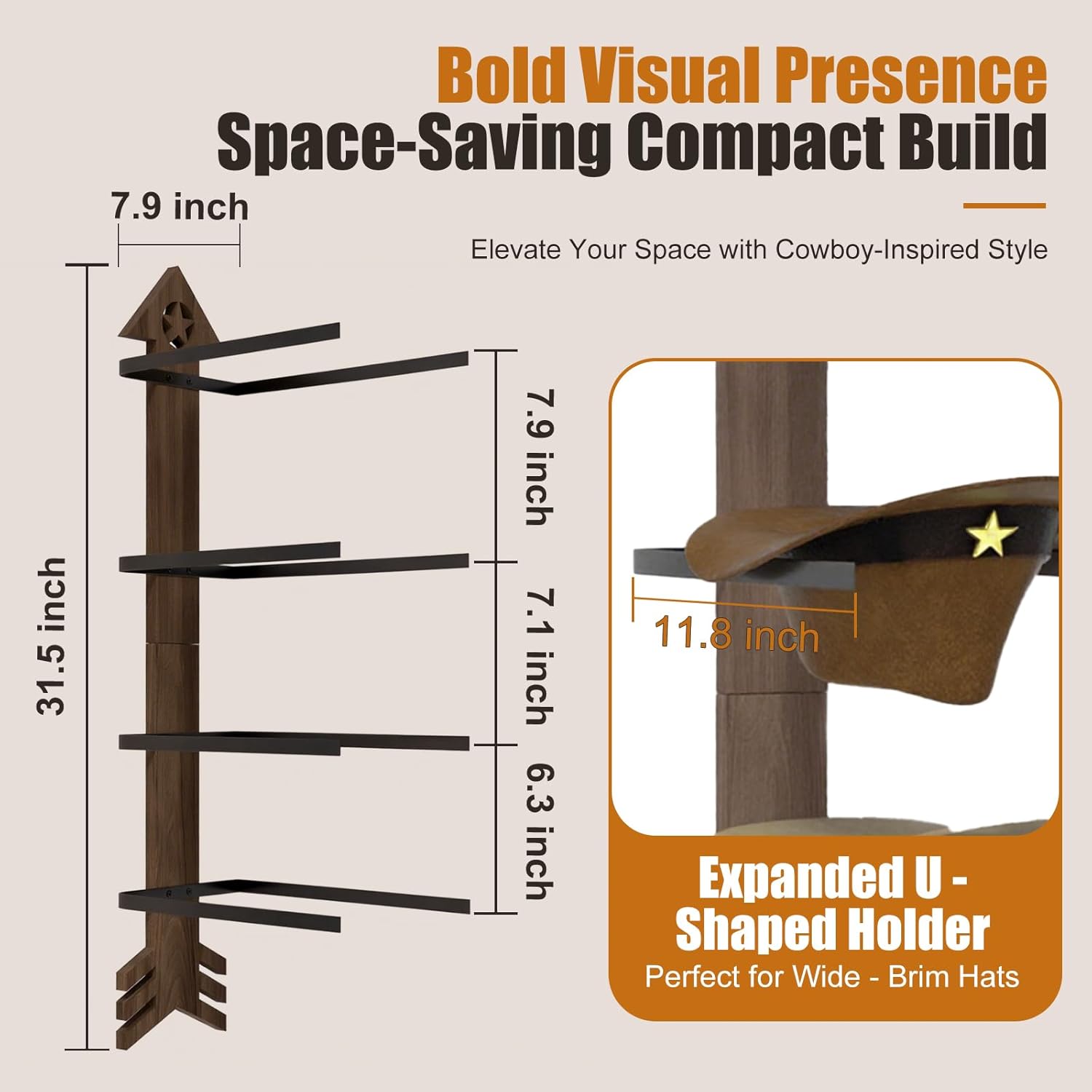 Cowboy Hat Rack -Cowboy hat holder for wall With Heavy- Organize and Display Your Hats with Ease, Wall Mounted Hat Hanger Western Decor for Cowboy Hats- Ideal Western Decor(2pcs)