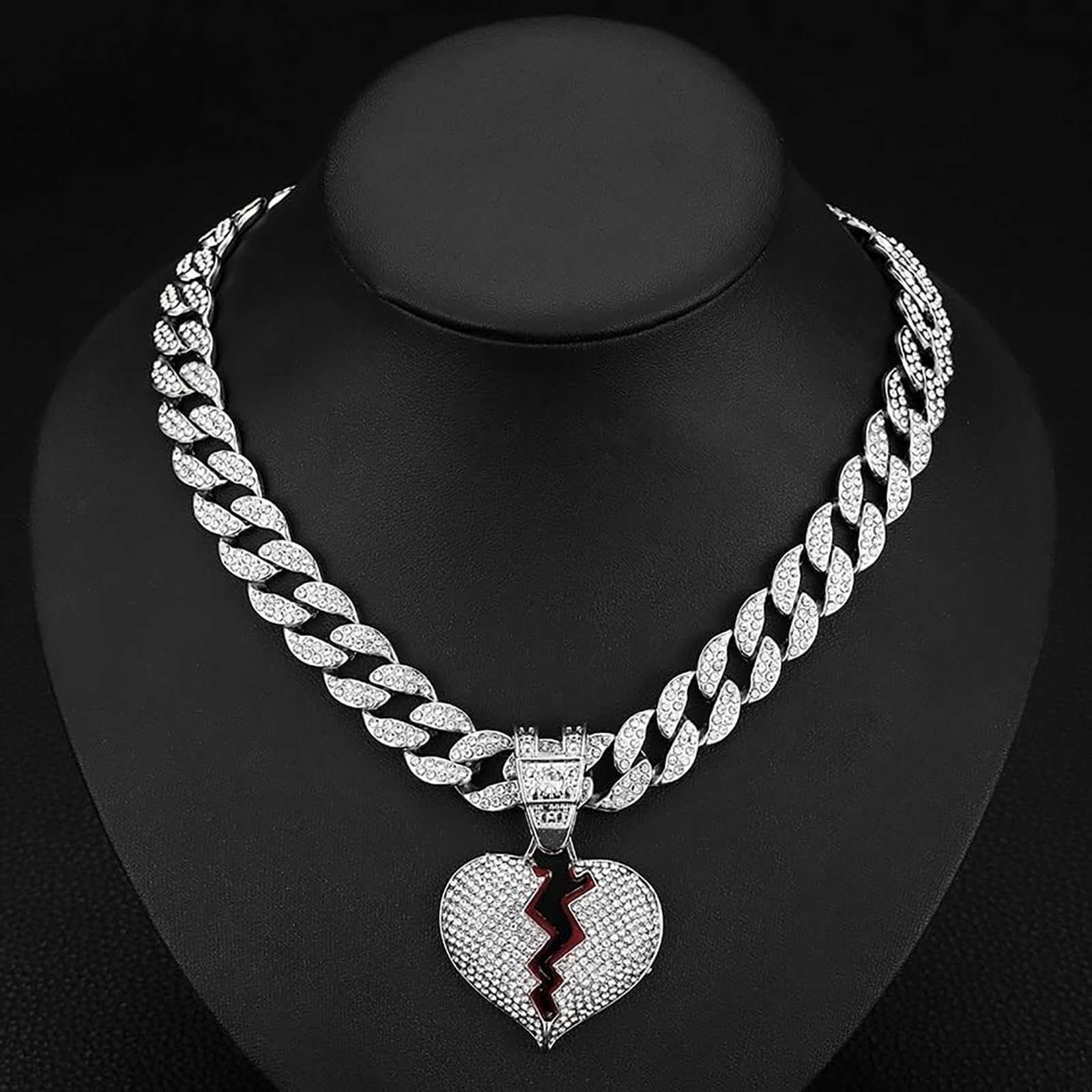 Uloveido Collana a forma di cuore in cristallo alla moda, con