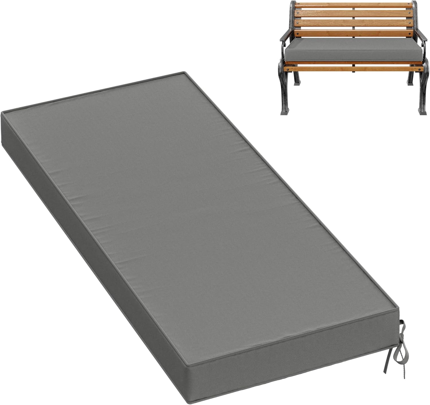 Premium Outdoor Bench Cushions for Patio Furniture 3.5inches Memory Foam Bench Cushion Waterproof Fade Resistant Porch Swing Cushions with Straps 42×18 Inch Light Grey 42'' x 18'' x 3.5'' Light Grey