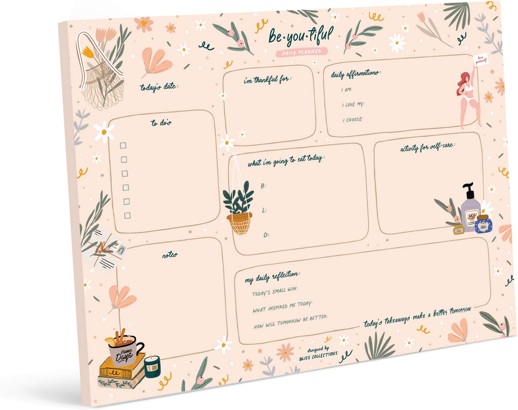 Bliss Collections Daily Planning Pad, To Do List Notebook - Beautiful - Undated Tear-Off Sheets Notepad - Day or Work Calendar, Organizer, Scheduler for Goals, Tasks, Ideas - 8.5" x 11", 50 Sheets