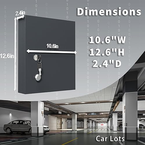 Miniatura 3 de Gabinete con cerradura de 24 llaves, organizador de caja de llaves de seguridad de metal con soporte de pared, gris carbón, para hoteles, valets,