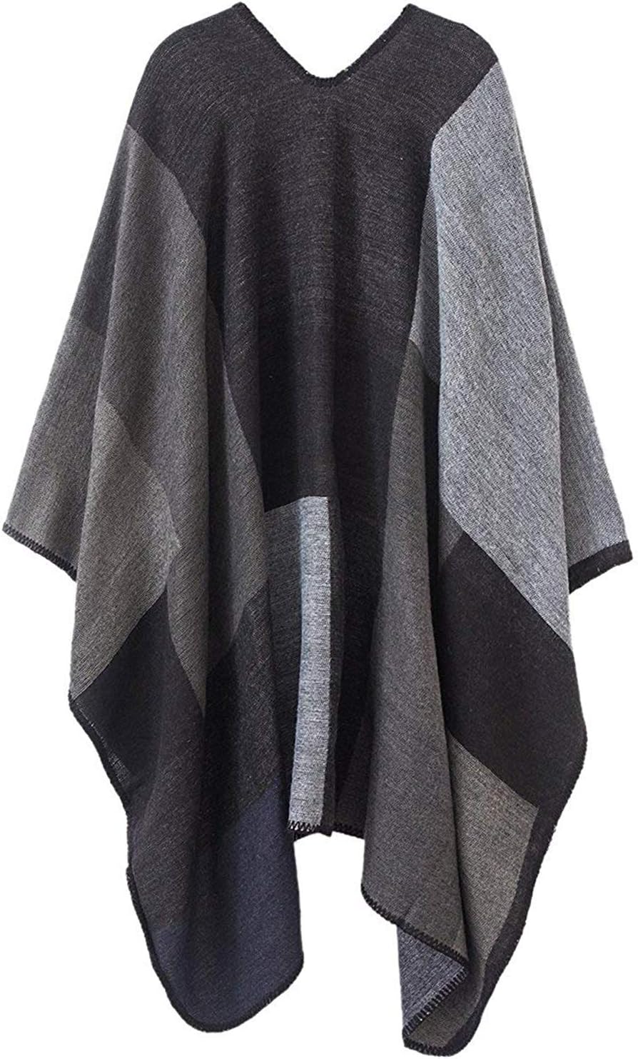 Lncropo Women's Shawls Wraps Winter Open Front Poncho Cape Oversized Cardigan Sweater - Image 4