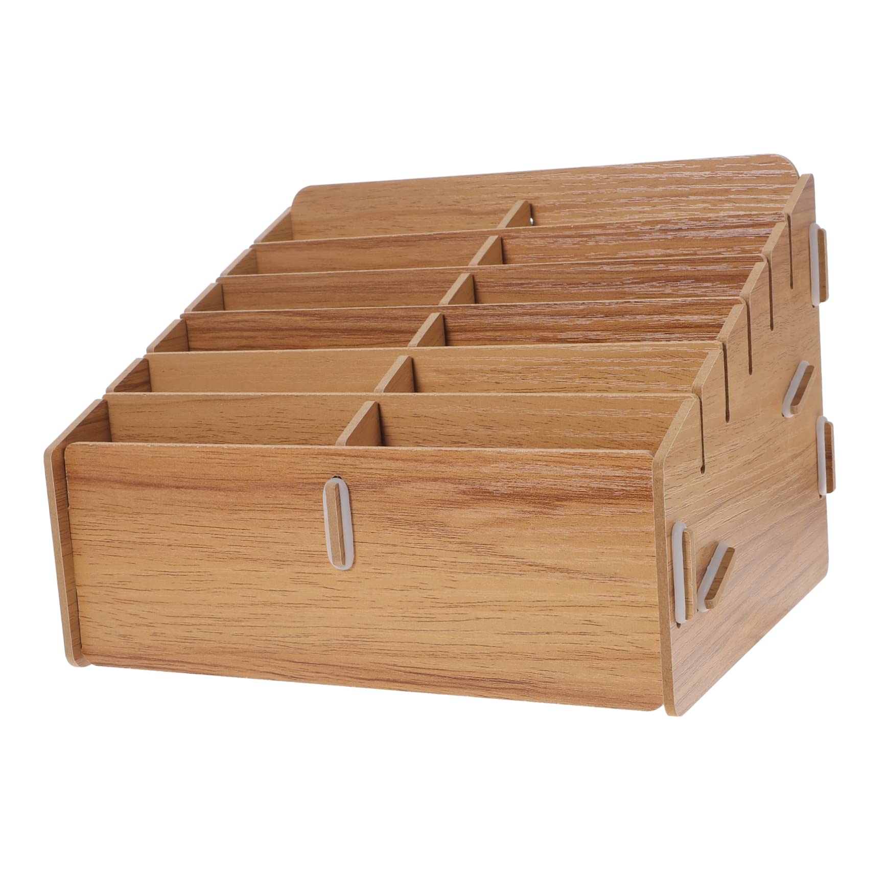 Caja de Almacenamiento para Cartas de Juego y Naipes 12 Compartimentos Madera Nogal Organizador Multi-cuadrícula Portátil para Coleccionistas y Juegos de Mesa