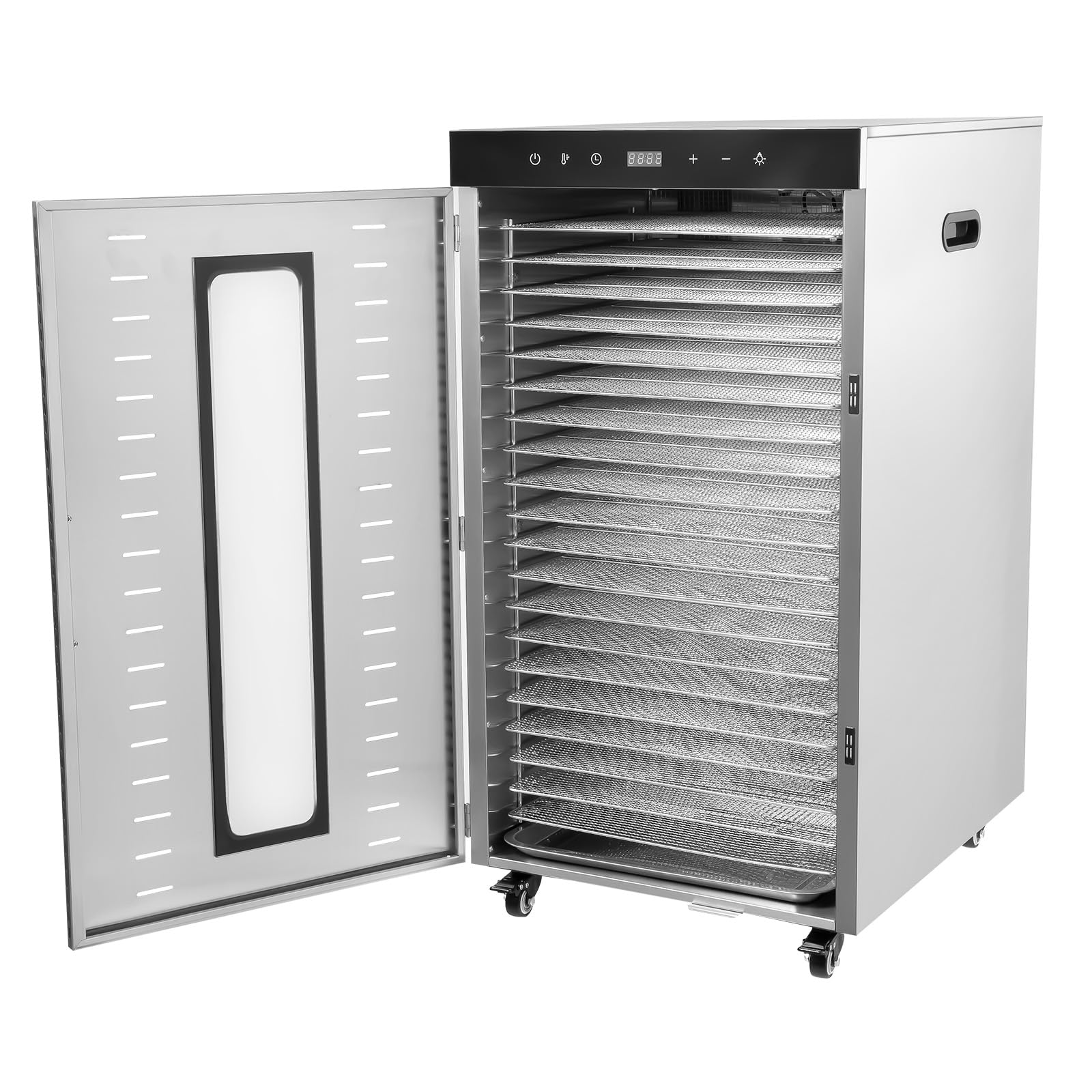 Food Dehydrator, 1700w Dehydrator For Herbs, 20-Tray double-layer Stainless Steel Dehydrator Machine with 360° circulating heating, 86-194? Temperature, Built-In 3 Fans, U-Shaped Heaters, LED