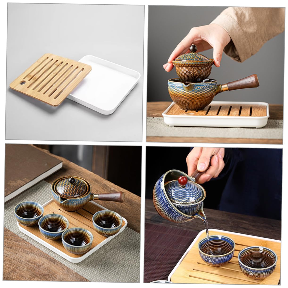ULTECHNOVO Juego de Té y Tetera Automática Portátil Diseño Elegante de Cerámica Kit Práctico para Viaje, Adecuado para Hogar y Oficina para Aficionados al Té