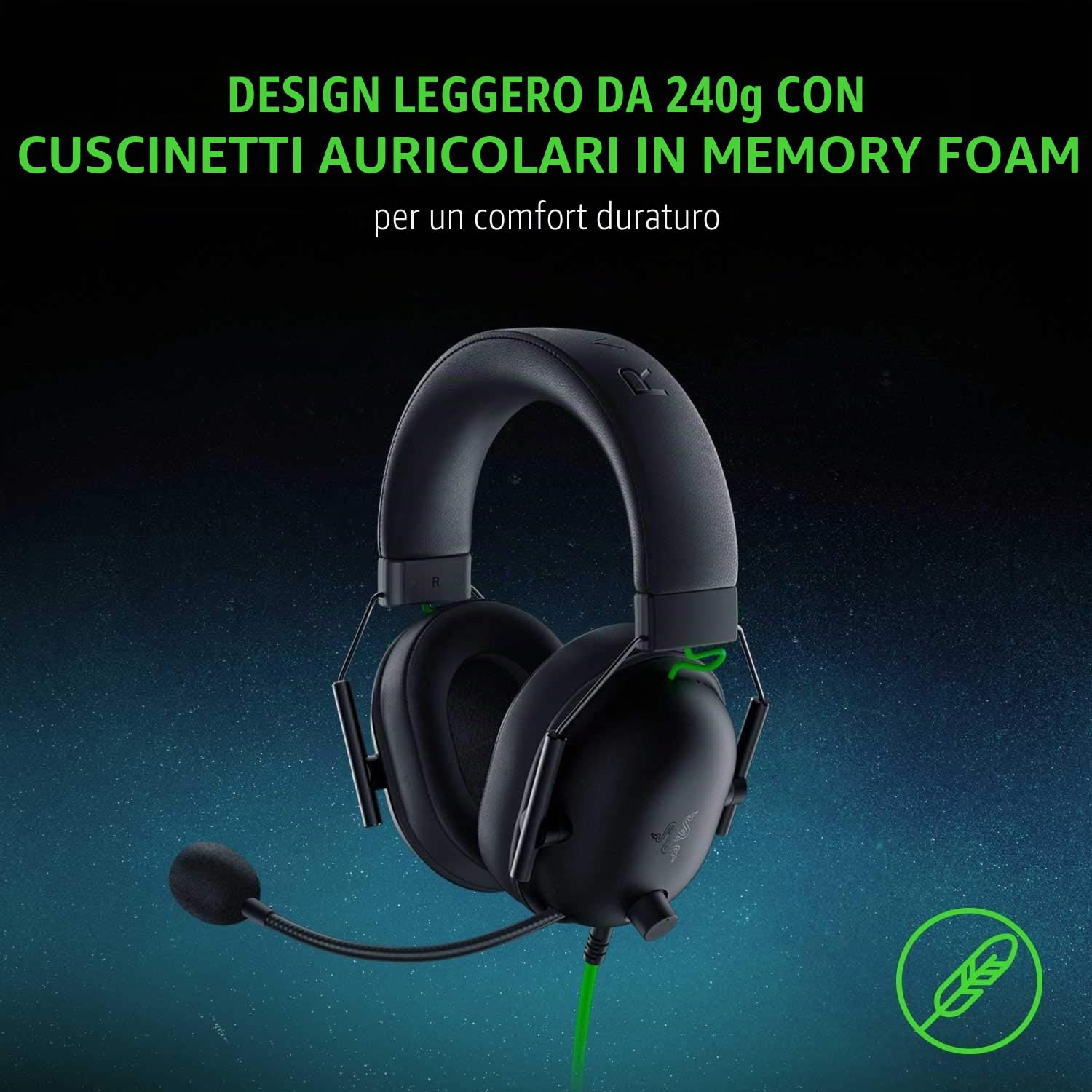 Razer BlackShark V2 X Gaming Headset: 7.1 Surround Sound - Driver 50 mm - Cuscino in memory foam - PC, PS4, PS5, Nintendo Switch, Xbox One, Xbox Series X & S, Mobile - Jack audio da 3,5 mm - Nero