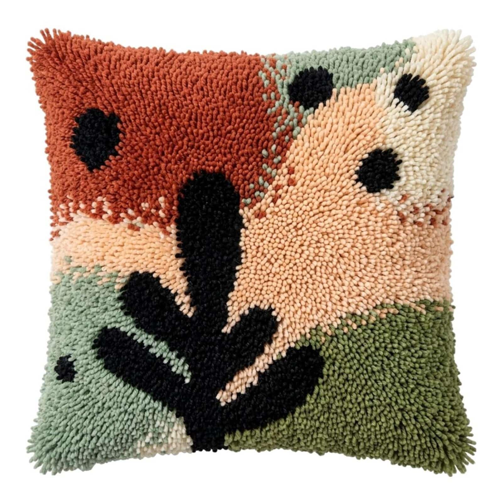 AxiangziK Latch Hook Cushion Kit,Leaf DIY Throw Pillow Cover 43X43Cm