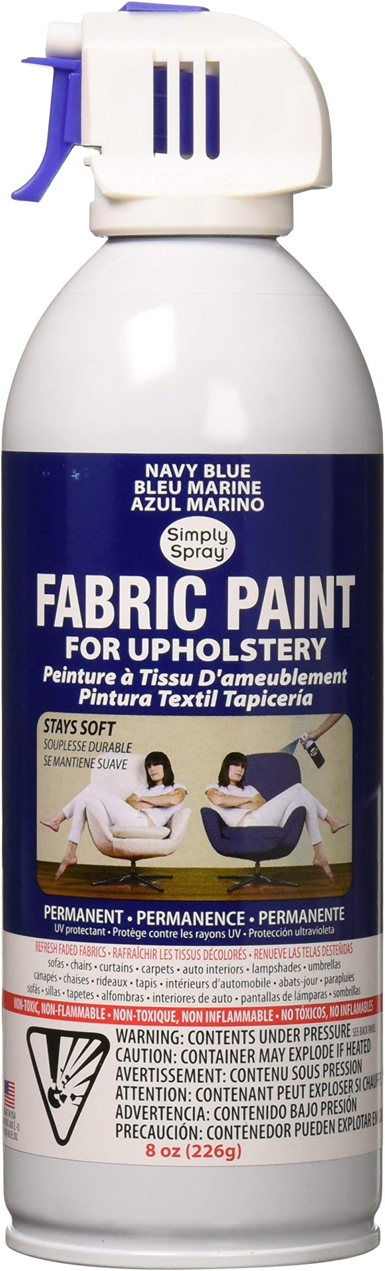 Simply - Upholstery Fabric Spray Paint - Navy Blue - 8oz / 236ml