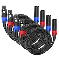 Vista 13 de Paquete de 4 cables XLR macho a hembra de 50 pies macho a hembra, cable de micrófono equilibrado profesional, cable XLR macho a hembra, cable