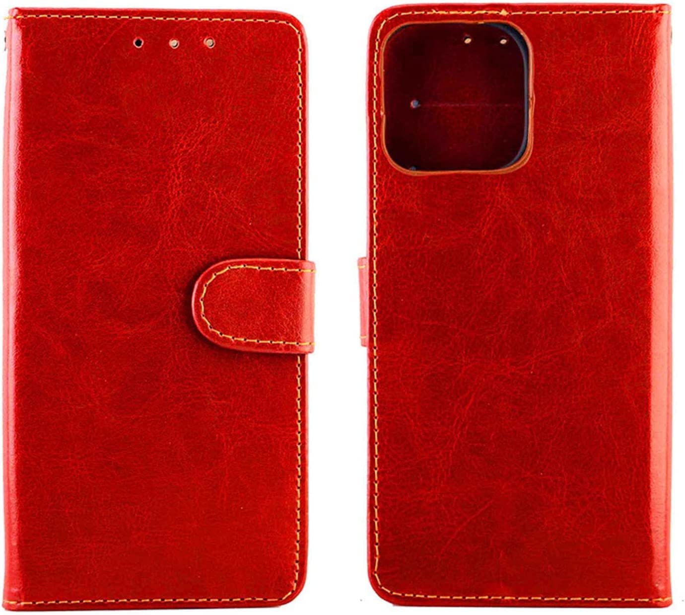 KANUZ Funda para iPhone 13/13 Mini/13 Pro/13 Pro Max, funda de cuero con ranura para tarjetas con carcasa de TPU a prueba de golpes, cierre magnético (color: rojo, tamaño: 13 mini 5.4 pulgadas)