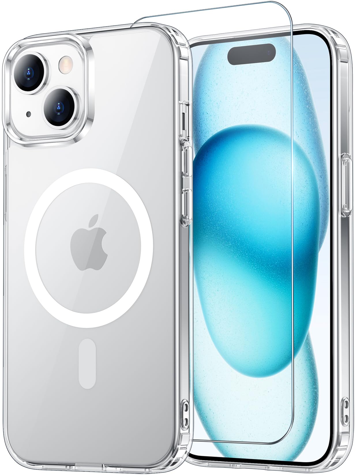 Temdan for iPhone 15/14 Plus Case with Screen Protector Clear
