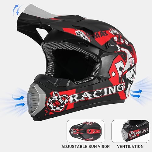 Miniatura 4 de SPARK - Casco juvenil certificado por el DOT para motocross y bicicletas todoterreno, de cara completa, ligero y transpirable para bicicletas