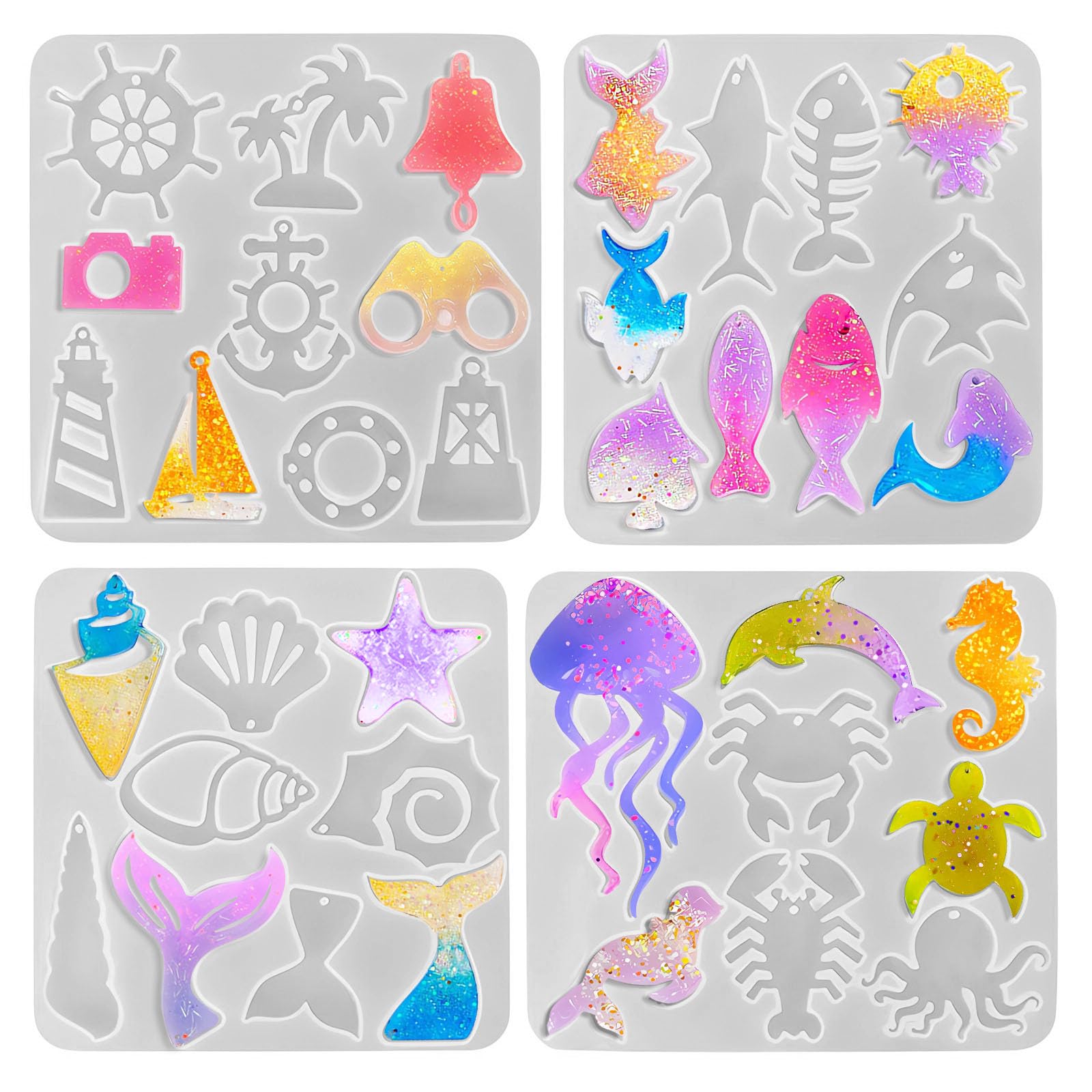 Moules en silicone pour porte-clés Szecl pour concevoir des cadeaux de bijoux marins uniques