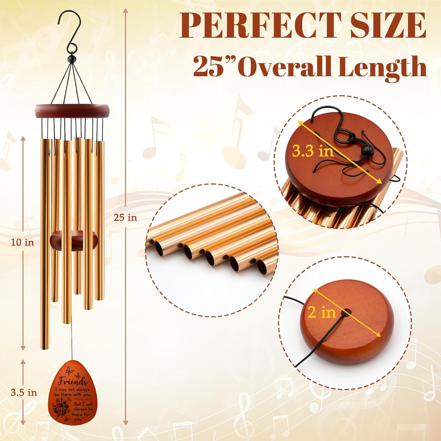 Friendship Gifts for Women, Birthday Gifts for Women Friendship, Best Friends Wind Chimes Gift for Christmas Thanksgiving, Gift for Friend BFF Sister for Garden Home Outdoors Decorations - Image 4