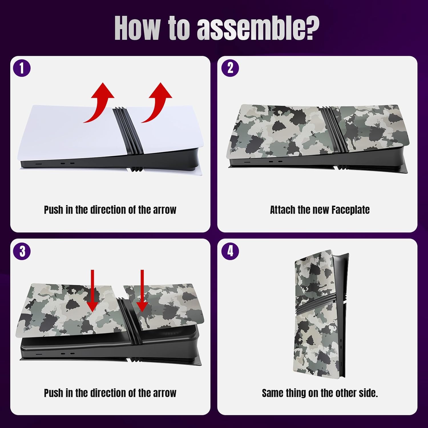 PEYANZ Faceplate for PS5 Pro (Digital Edition), Cover Plate, ABS Shell, Matt Skin, with Extra 2 Controller Silicone Covers (Camo) - Image 8