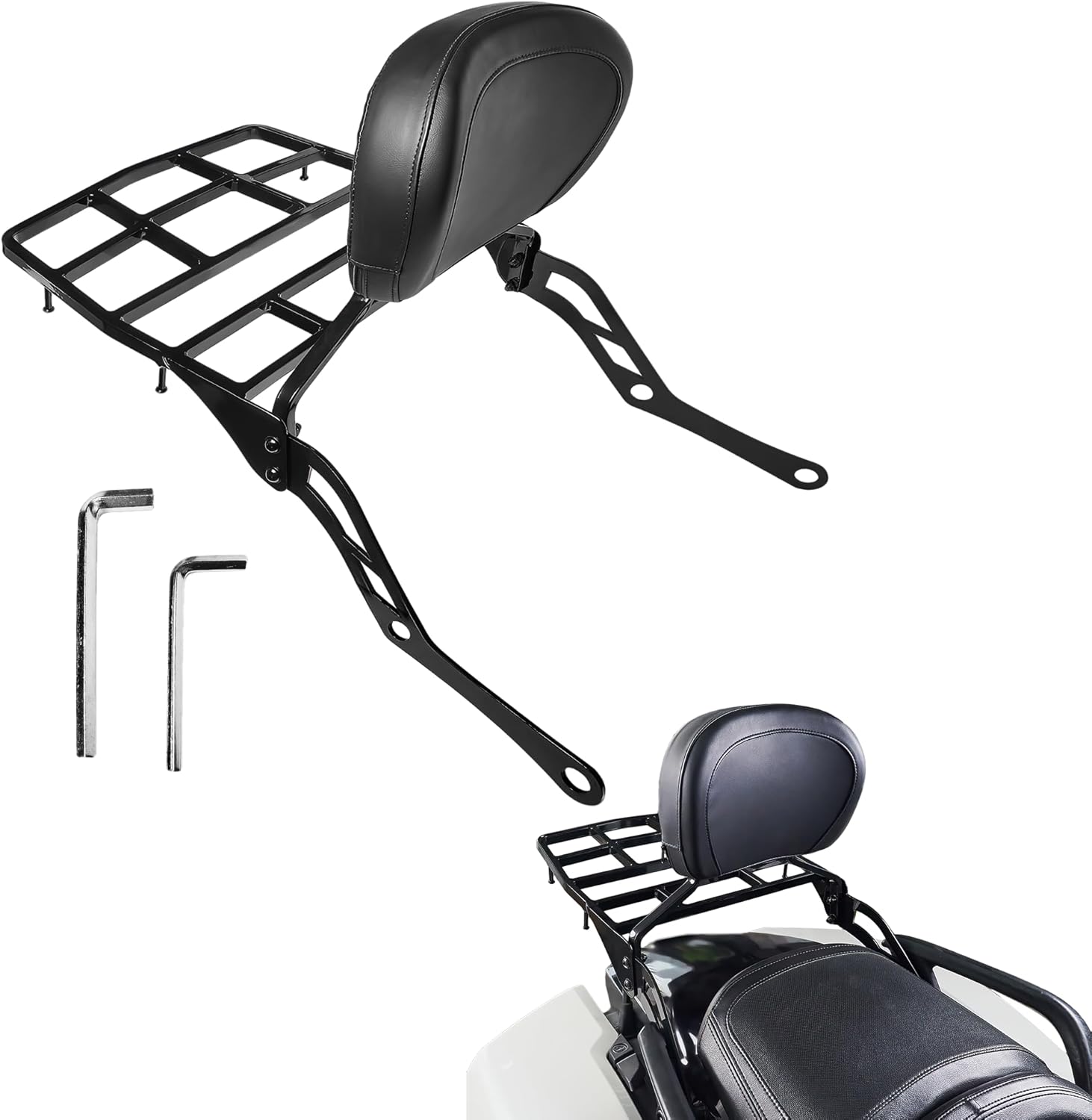 Detachable Passenger Backrest Rear Backrest Sissy Bar with Luggage Rack Set Compatible with Can-Am Spyder F3 / F3-S / F3-T 2015-2025 Accessories (Glossy Black)