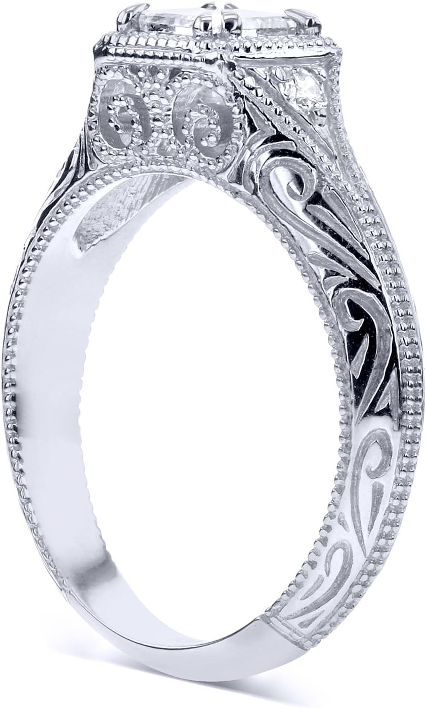 Kobelli Diamond Antique Style Filigree Engagement Ring 5/8 CTW in 14k White Gold