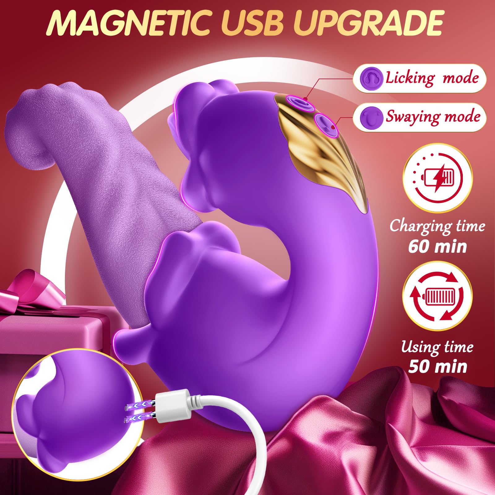 Sex Toys Realistic Tongue Vibrator for Women – 10 Licking Clitoral & 10 Swing Vibration Modes, AAVibe Rose Toy Thrusting Vibrators Dildo, Adult Toy Stimulator Pleasure Tools for Female Couples Games: Light purple