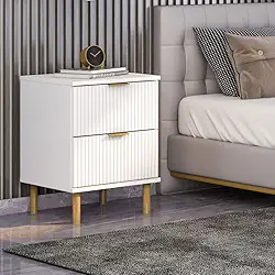 Mesa de Cabeceira Ditália 2 Gavetas DM-121 (Branco)